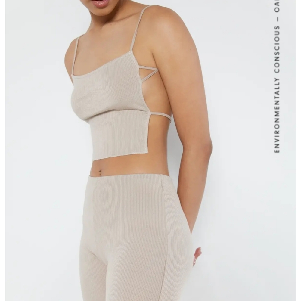 OAK + FORT Beige Ribbed Tank Top